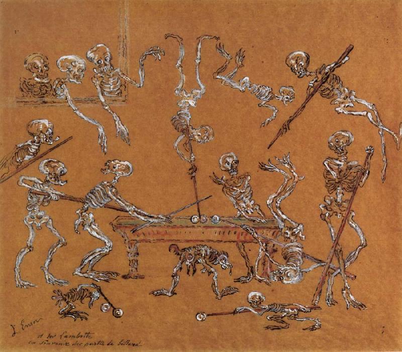 James Ensor Skeletons Playing Billiards oil painting image